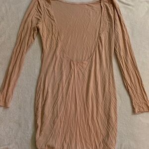 Lovers + Friends backless Beige Long Sleeve Dress